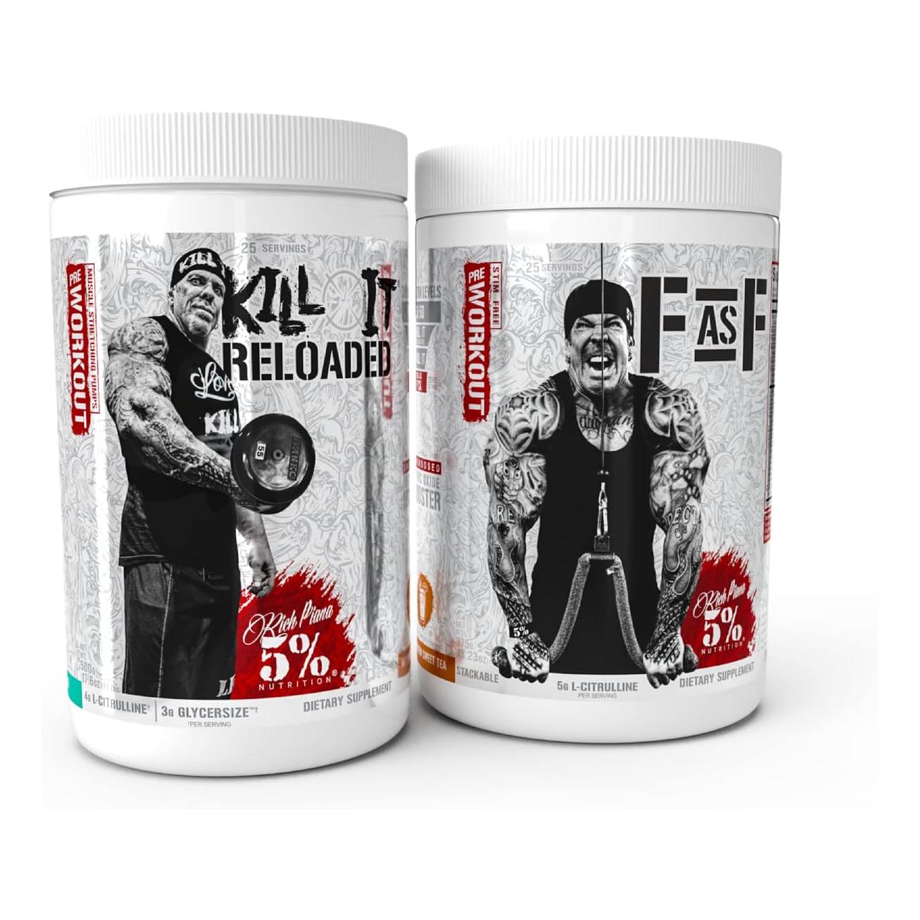 5% Nutrition Kill It Reloaded + FasF Pre-Workout & NO Booster (2-Stack)