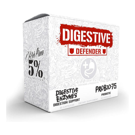 Rich Piana 5% Nutrition Digestive Defender with Probio-75 & Enzymes (120 Capsules)