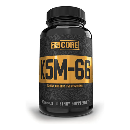 5% Nutrition Core KSM-66 Ashwagandha, High Potency Withanolides (90 Capsules, 45 Servings)