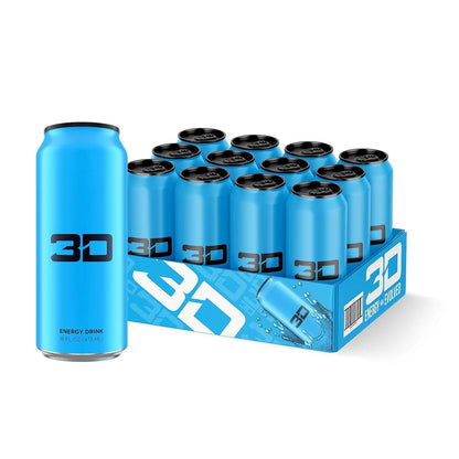 Blue Berry 3D Energy Drink, Sugar-Free with Taurine and L-Carnitine (16oz, 12 Pack)