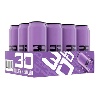 3D Energy Grape Sugar-Free Pre-Workout Drink (16oz, 12 Pack)