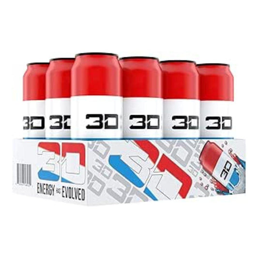 3D Energy Liberty Pop - Sugar-Free Pre-Workout Drink (16oz, 12 Pack)