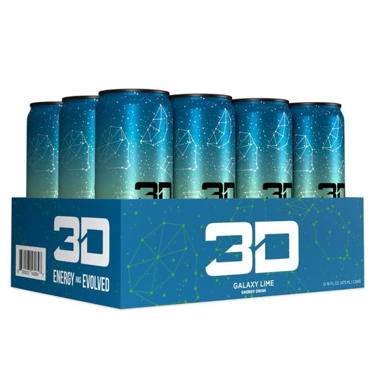 3D Energy Galaxy Lime Sugar-Free Pre-Workout Drink (16oz, 12 Pack, Blue)