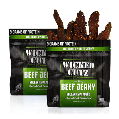 Volcanic Jalapeno Beef Jerky - Tender, Flavorful, 27g Protein (2 Bags)