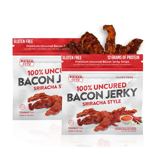 Sriracha Bacon Jerky, Gluten-Free, High Protein Snack (2 Bags)