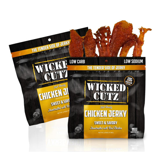 Sweet & Savory Chicken Jerky - High Protein, Low Carb Snack (2 Bags)