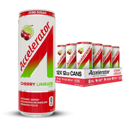 Accelerator Cherry Limeade Energy Drink, Sugar Free, NSF Certified (12 Pack)