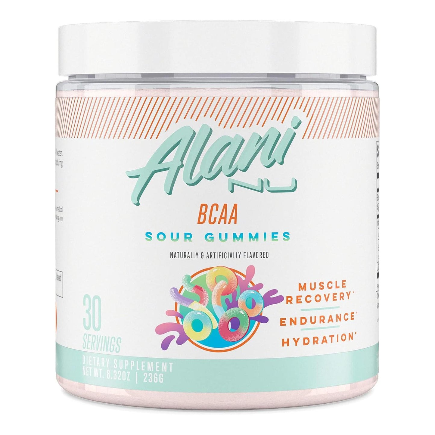 Alani Nu BCAA Sour Gummies, 2:1:1 Amino Acids for Muscle Recovery (30 Servings)