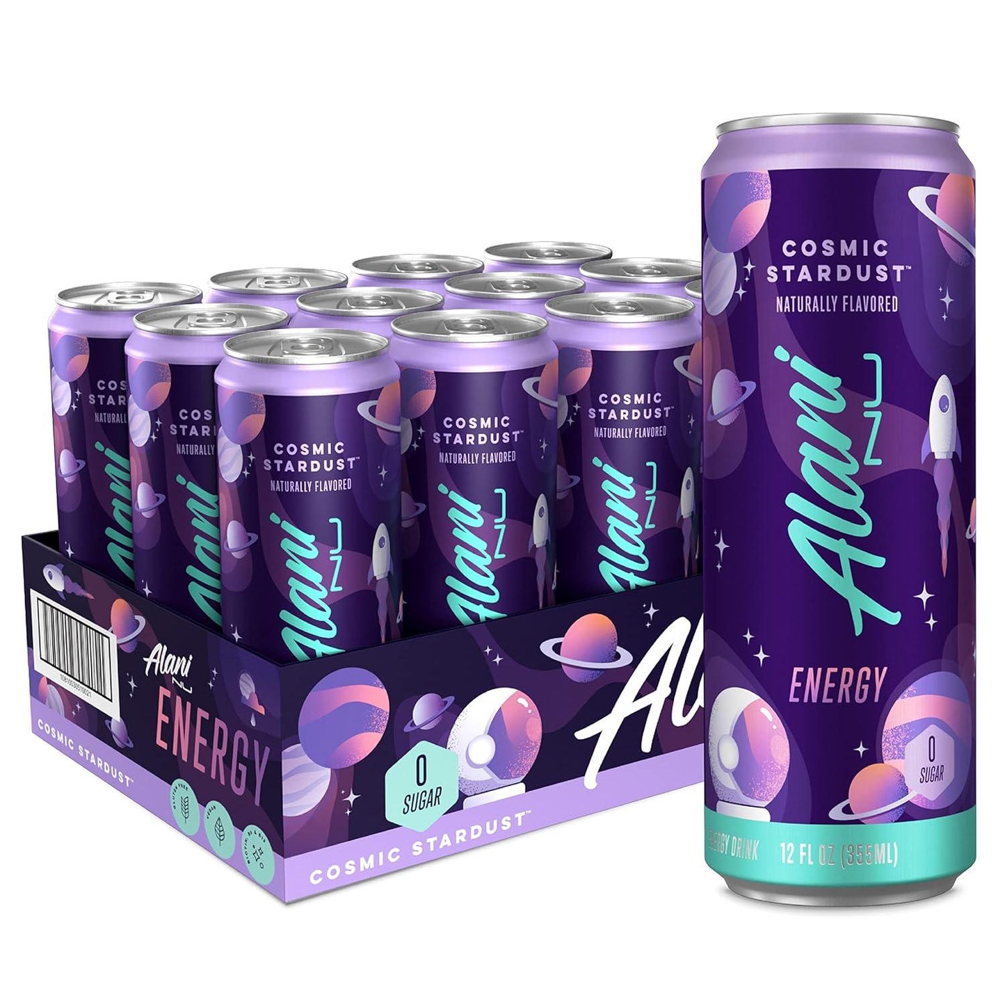 Alani Nu Cosmic Stardust Energy Drink, 200mg Caffeine, Zero Sugar (12 Pack)