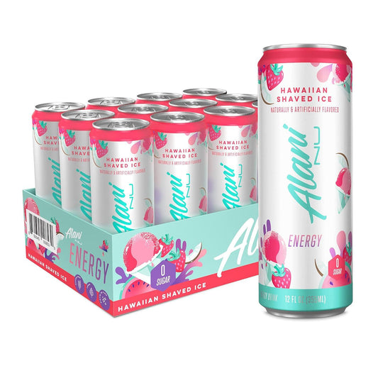 Alani Nu Hawaiian Shaved Ice Energy Drink, 200mg Caffeine, Zero Sugar (12 Pack)