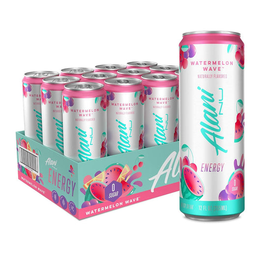 Alani Nu Watermelon Wave Energy Drink, 200mg Caffeine, Zero Sugar (12 Pack)