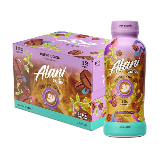 Alani Nu Protein Coffee Cappuccino, 10g Protein, 100mg Caffeine (12 Pack, 12oz)