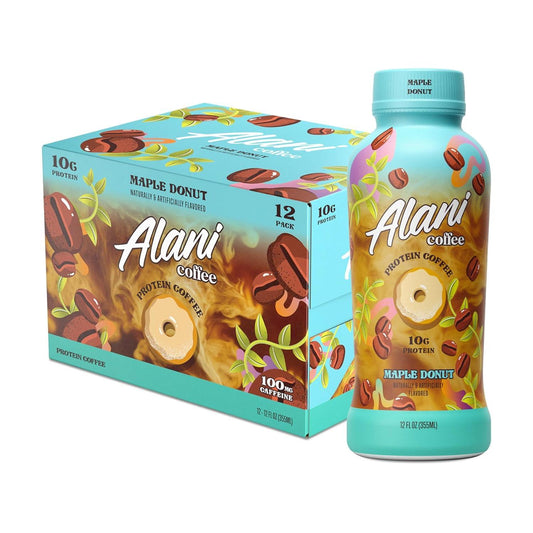 Alani Nu Protein Coffee Maple Donut, 10g Protein, 100mg Caffeine (12 Pack)