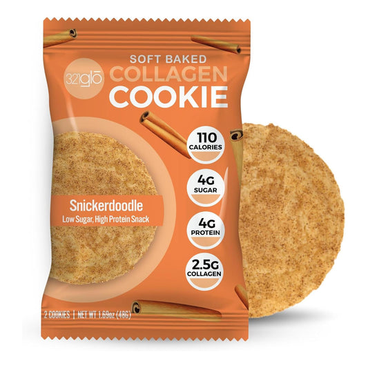 321glo Collagen Snickerdoodle Cookies - Soft Baked, High Protein, Low Carb, Keto Snack (12 Pack)