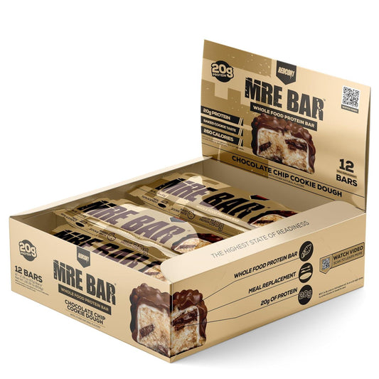 REDCON1 MRE Protein Bar, Chocolate Chip Cookie Dough, 20g Protein (12 Bars)