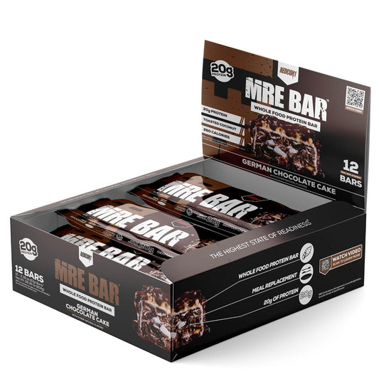 REDCON1 MRE Protein Bar, German Chocolate Cake, 20g Protein, Low Sugar (12 Bars)