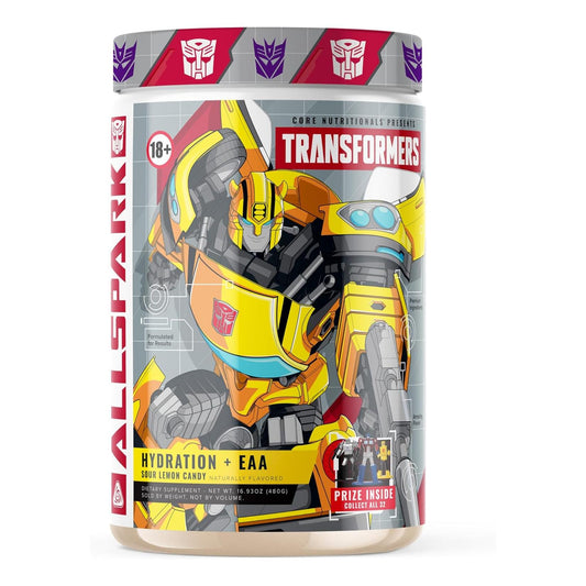 Transformers Allspark Hydration BCAA/EAA Supplement with Bumblebee Prize (30 Servings, Sour Lemon Candy)