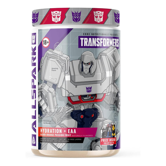 Transformers Allspark Hydration BCAA/EAA by Core Nutritionals, Free Megatron Prize (30 Servings, Blood Orange Passion Fruit)