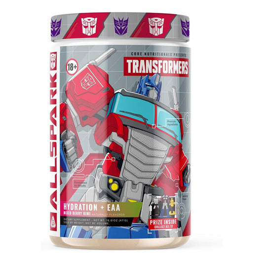 Transformers Allspark Hydration BCAA/EAA by Core Nutritionals with Free Optimus Prime (30 Servings, Mixed Berry Kiwi)