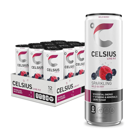 CELSIUS Wild Berry Sparkling Energy Drink (12 Fl Oz, Pack of 12)