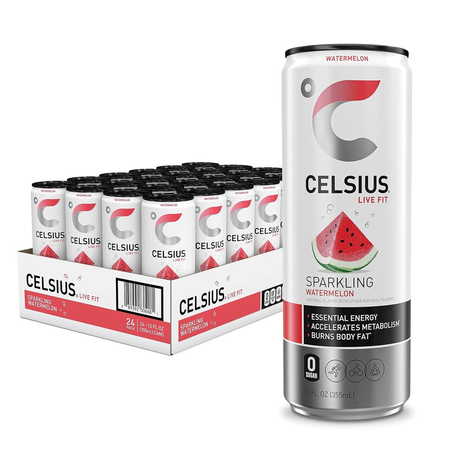 CELSIUS Sparkling Watermelon Energy Drink (12 Fl Oz, Pack of 24)