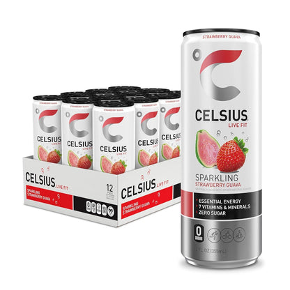 Celsius Strawberry Guava Energy Drink (12 Fl Oz, Pack of 12)