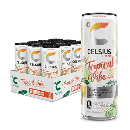 CELSIUS Tropical Vibe Energy Drink (12 Fl Oz, Pack of 12)