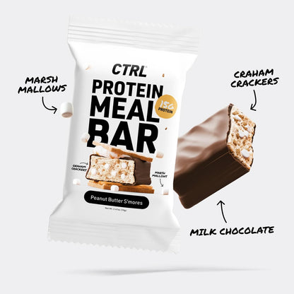 CTRL Protein Meal Bars, Peanut Butter S'mores, 15g Protein, 280 Cal (12 Bars)