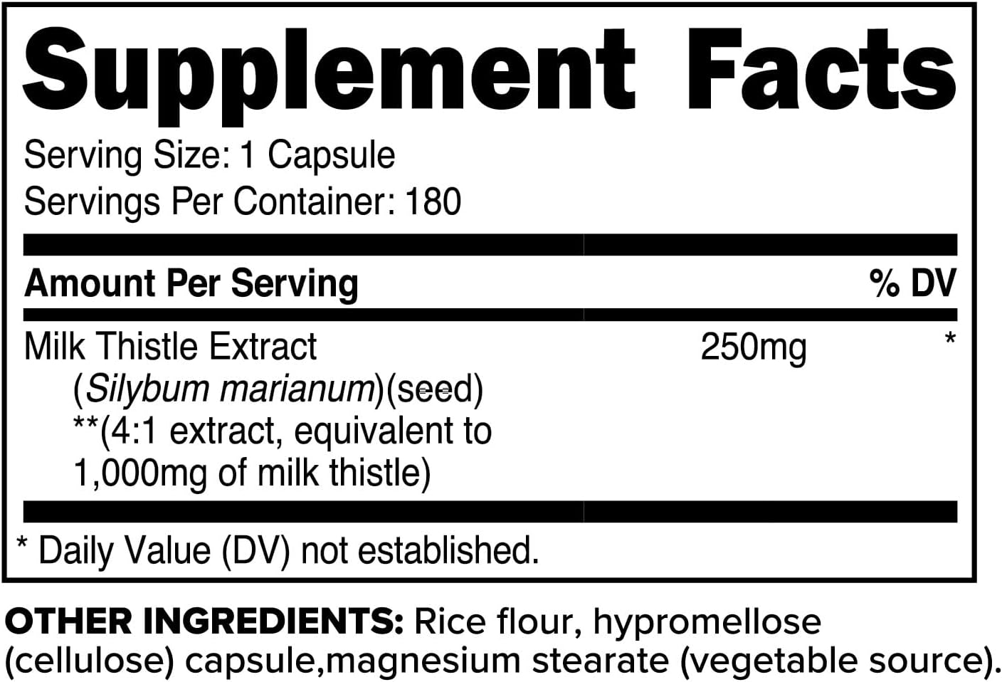 Primaforce Milk Thistle 1000mg Equivalent, Gluten-Free, Non-GMO (180 Caps)