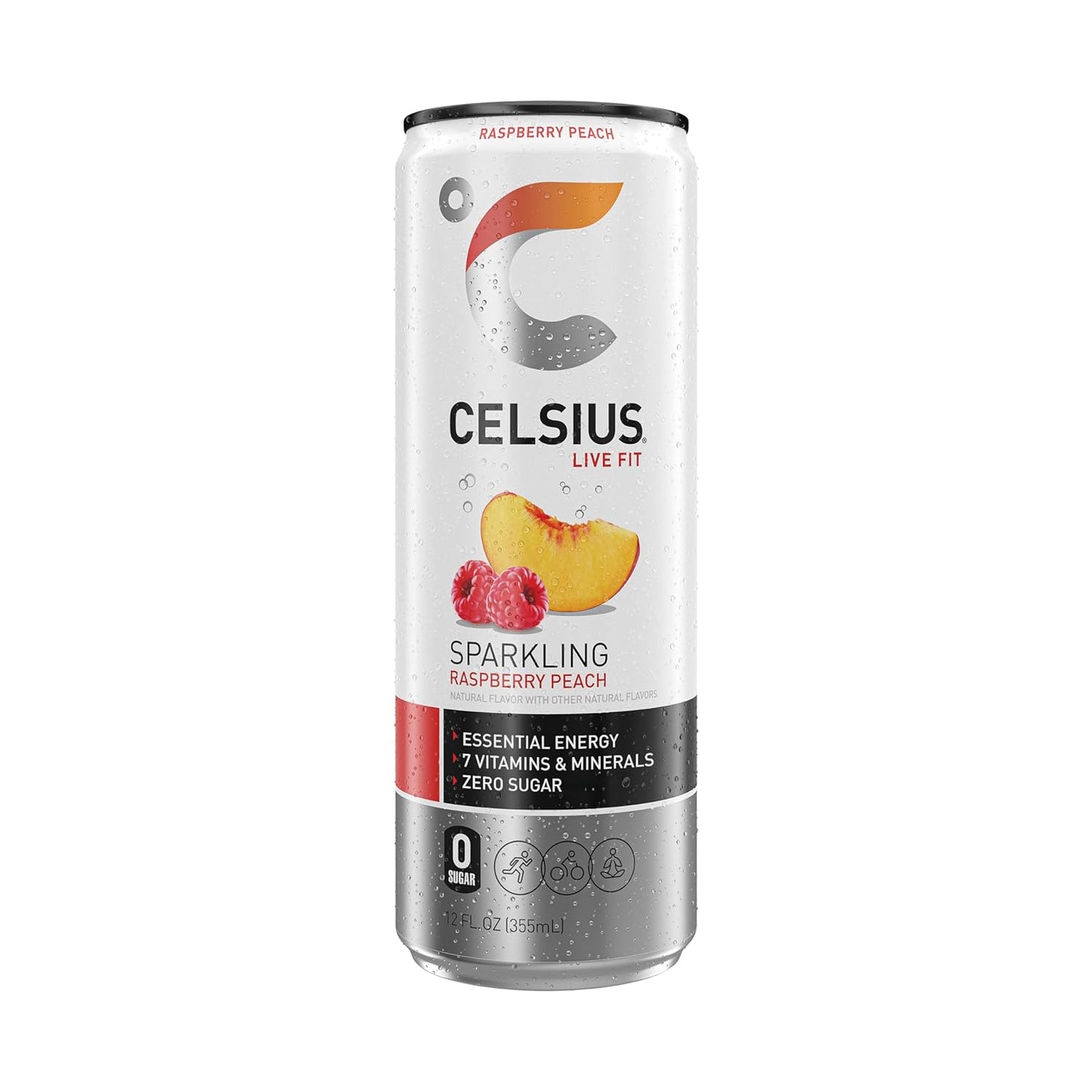 Celsius Raspberry Peach Energy Drink (12 Fl Oz, Pack of 12)