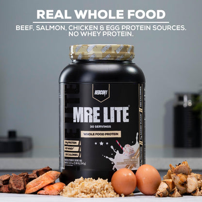 REDCON1 MRE Lite Whole Food Protein, Cookies N' Cream - Low Carb (30 Servings)