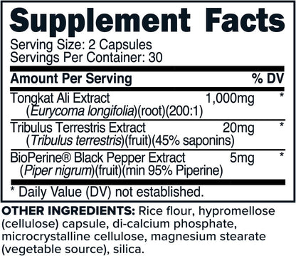 Primaforce Tongkat Ali Complex with BioPerine (1000mg, 60 Capsules)