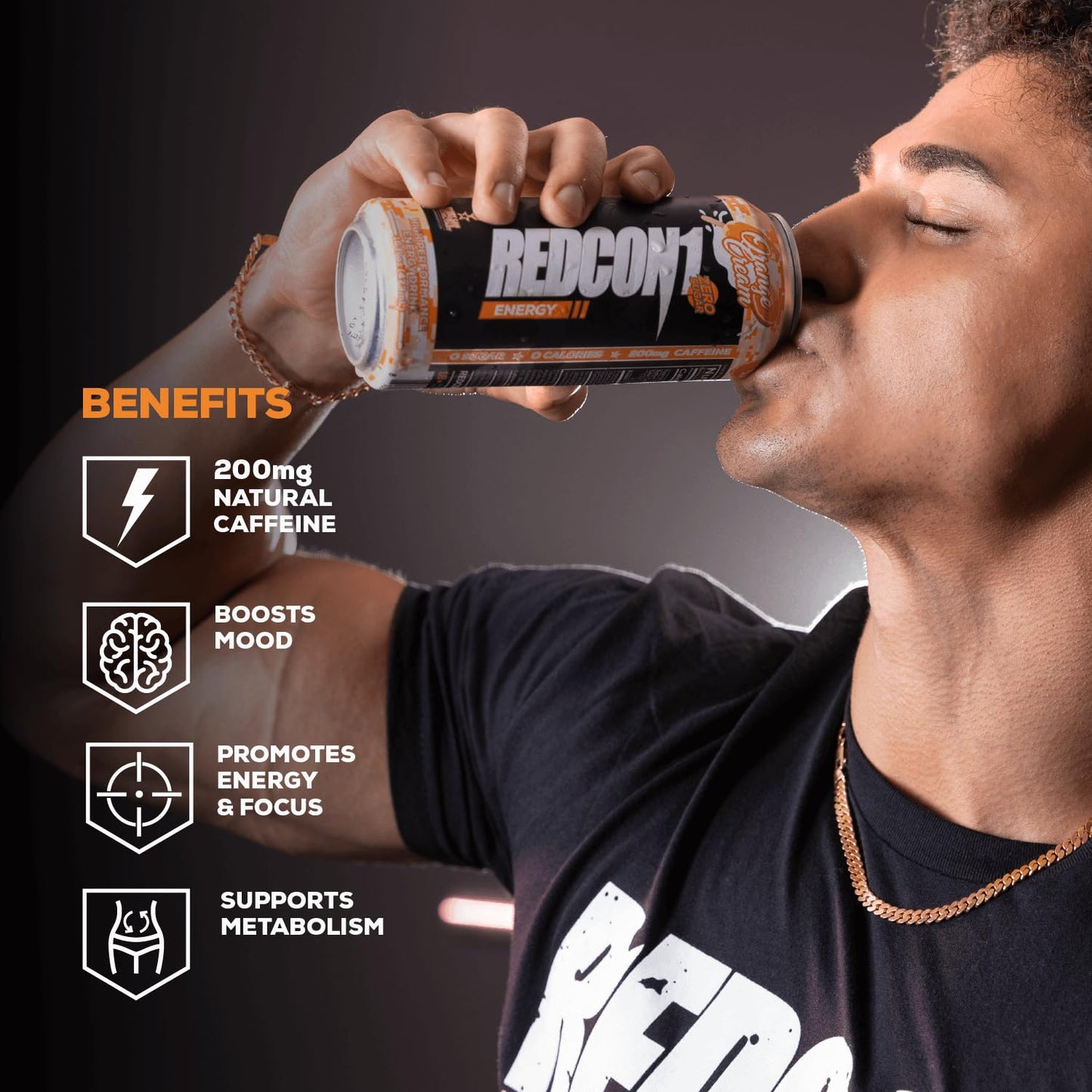 REDCON1 Energy Drink, Orange Cream - Zero Sugar, 200mg Caffeine (12 ct)