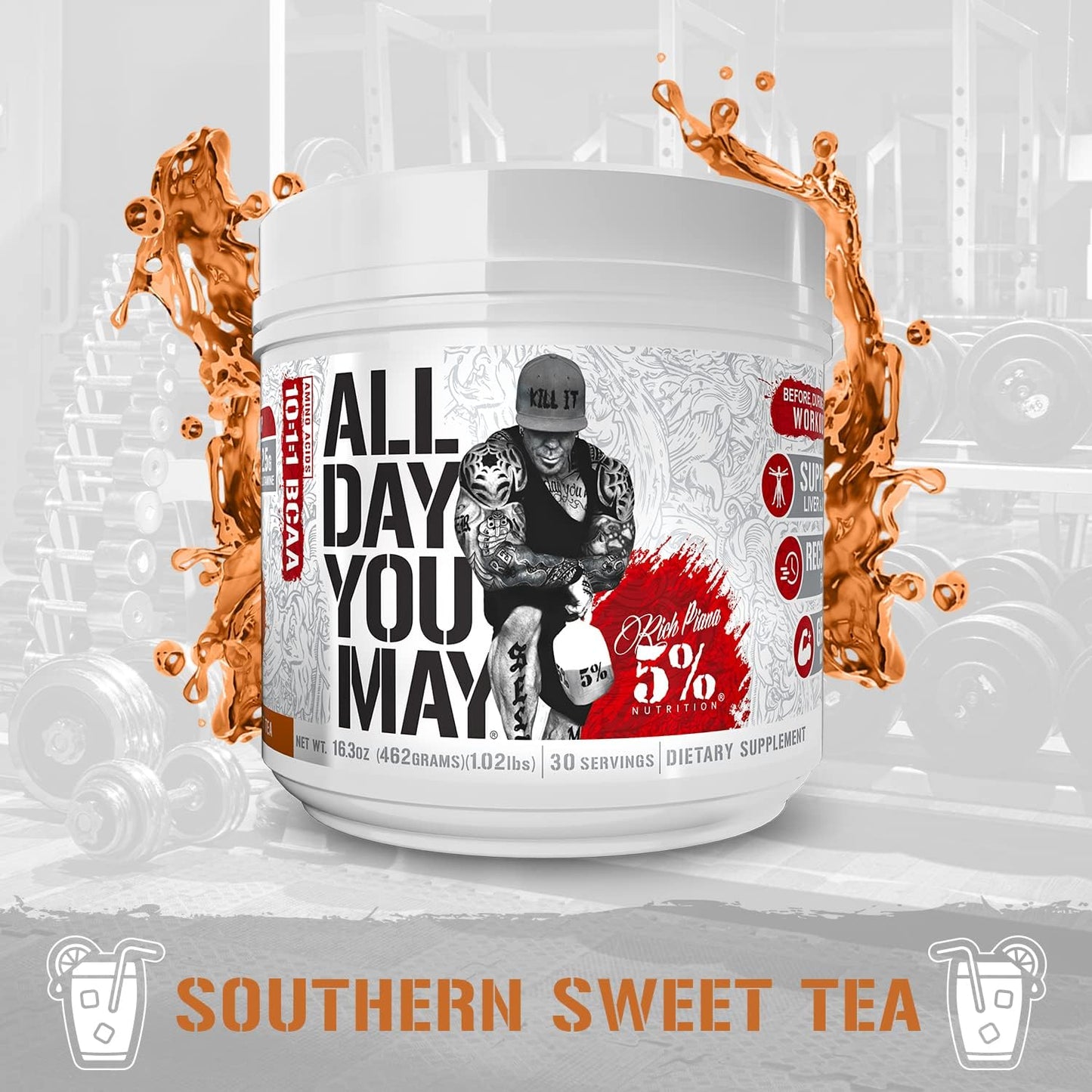 5% Nutrition AllDayYouMay BCAA Powder - Intra/Post Workout (16.3oz, 30 Servings)