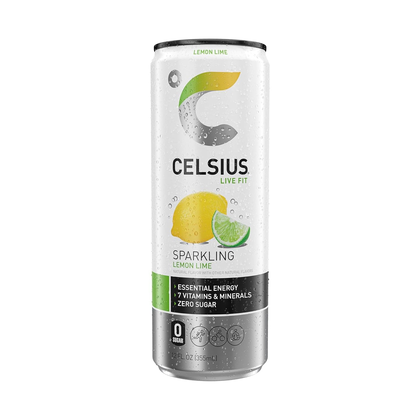 CELSIUS Lemon Lime Sparkling Energy Drink (12 Fl Oz, Pack of 12)