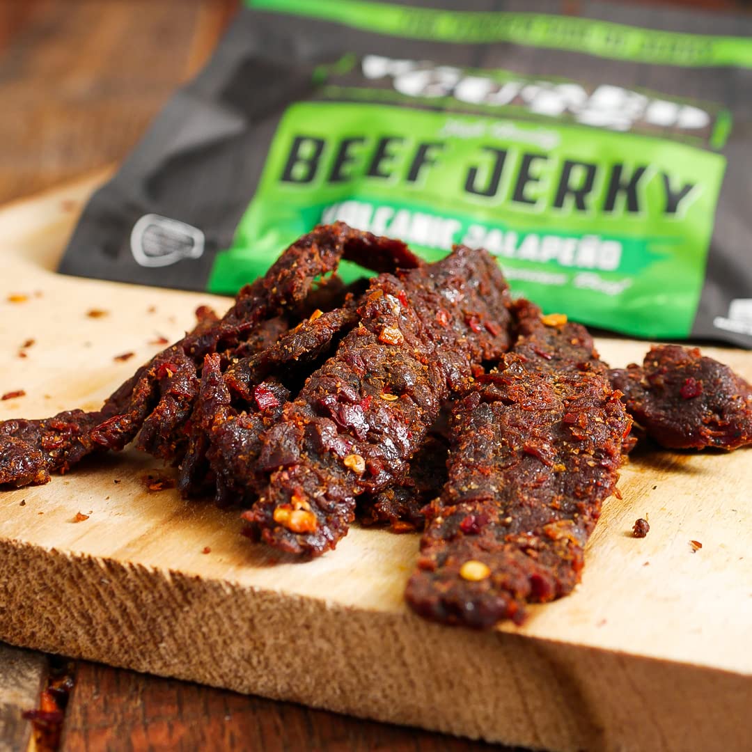 Volcanic Jalapeno Beef Jerky - Tender, Flavorful, 27g Protein (2 Bags)