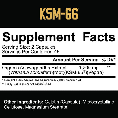 5% Nutrition Core KSM-66 Ashwagandha, High Potency Withanolides (90 Capsules, 45 Servings)