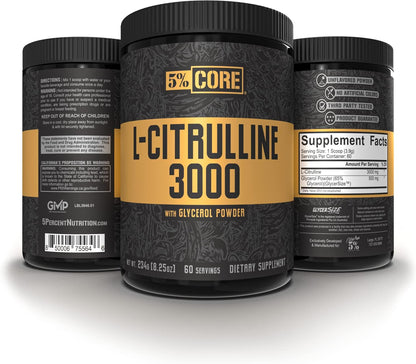 5% Nutrition Core L-Citrulline & Glycerol Pre-Workout Booster, Unflavored (60 Servings)