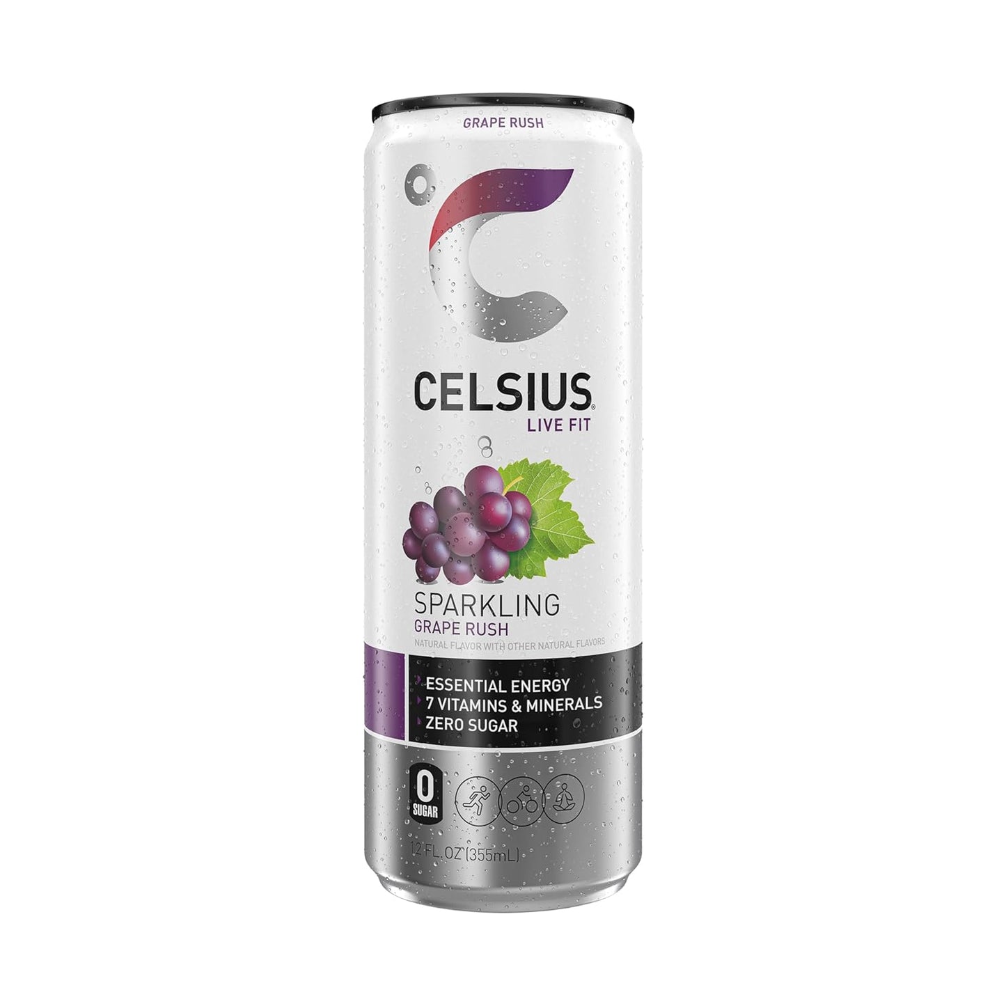 CELSIUS Grape Rush Sparkling Energy Drink (12 Fl Oz, Pack of 12)