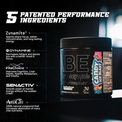 Black Everything Pre-Workout Powder, Candy Ice Blast (30 Servings, 350mg Caffeine)