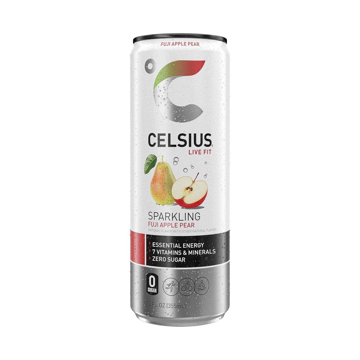 CELSIUS Sparkling Fuji Apple Pear Energy Drink (12 Fl Oz, Pack of 12)