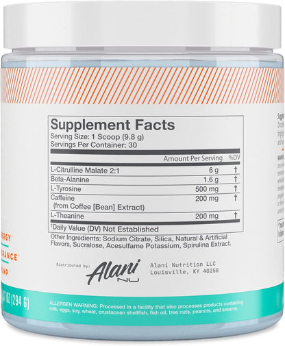 Alani Nu Island Crush Pre-Workout, 200mg Caffeine, Sugar Free (30 Servings)