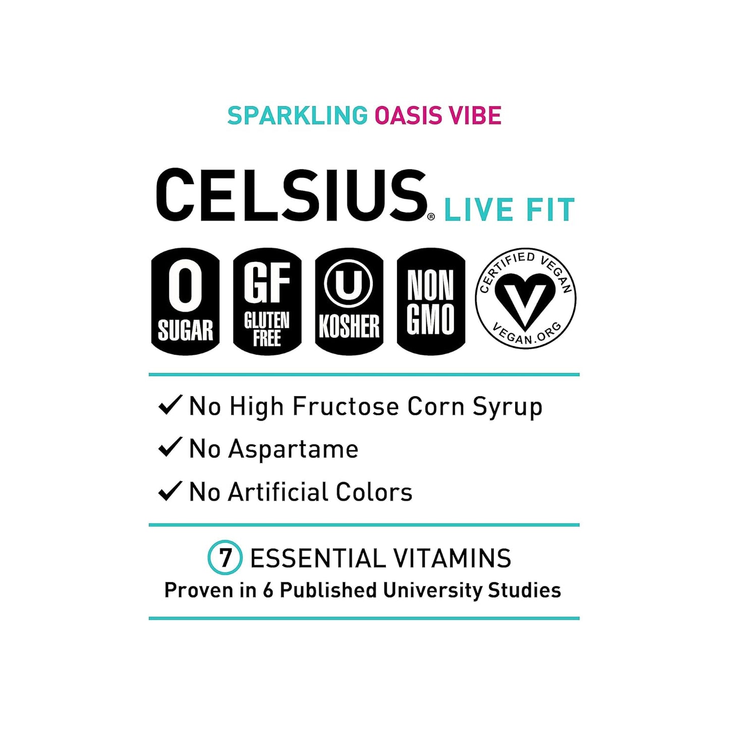 CELSIUS Sparkling Oasis Vibe Energy Drink (12 Fl Oz, Pack of 12)