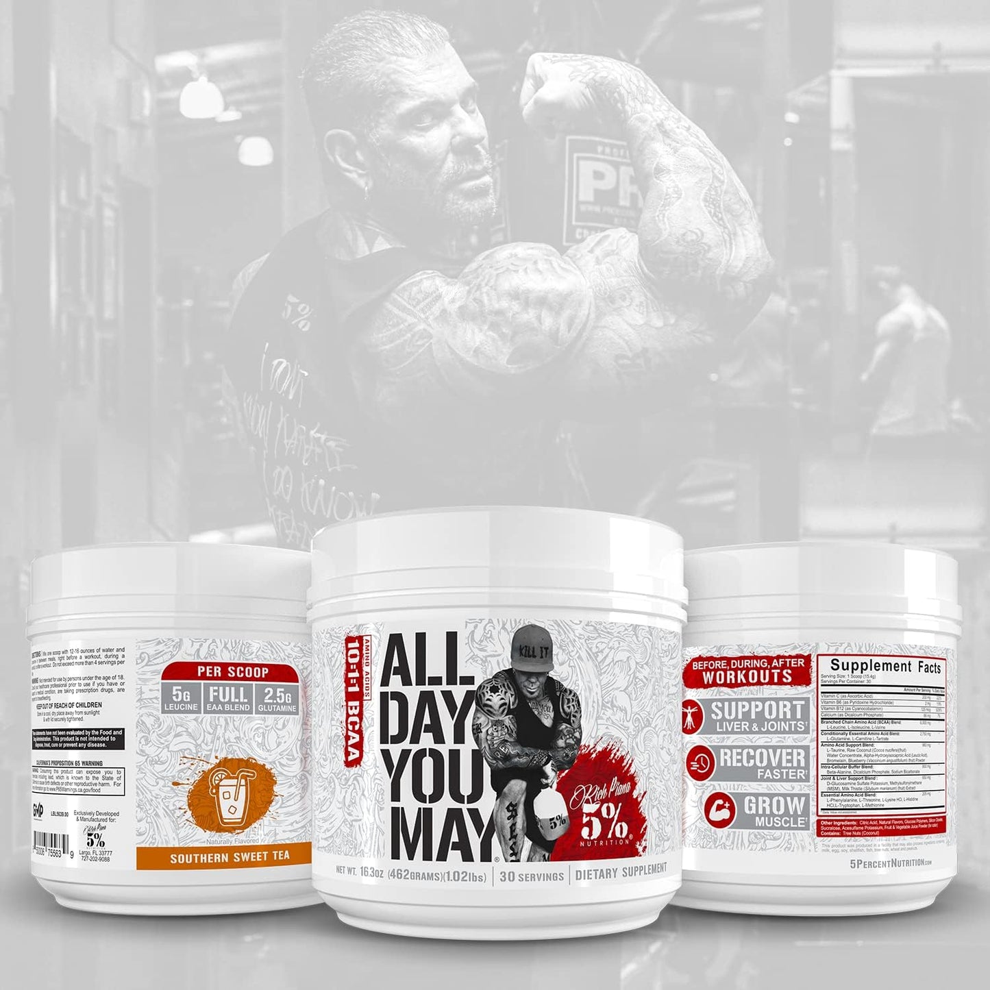 5% Nutrition AllDayYouMay BCAA Powder - Intra/Post Workout (16.3oz, 30 Servings)