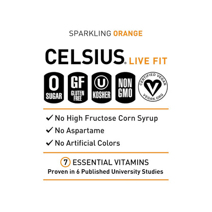 Celsius Sparkling Orange Energy Drink (12 Fl Oz, Pack of 12)