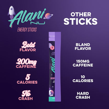 Alani Nu Cosmic Stardust Energy Sticks, Pre-Workout with Biotin, B Vitamins (10 Pack, Zero Sugar, 5 Calories)