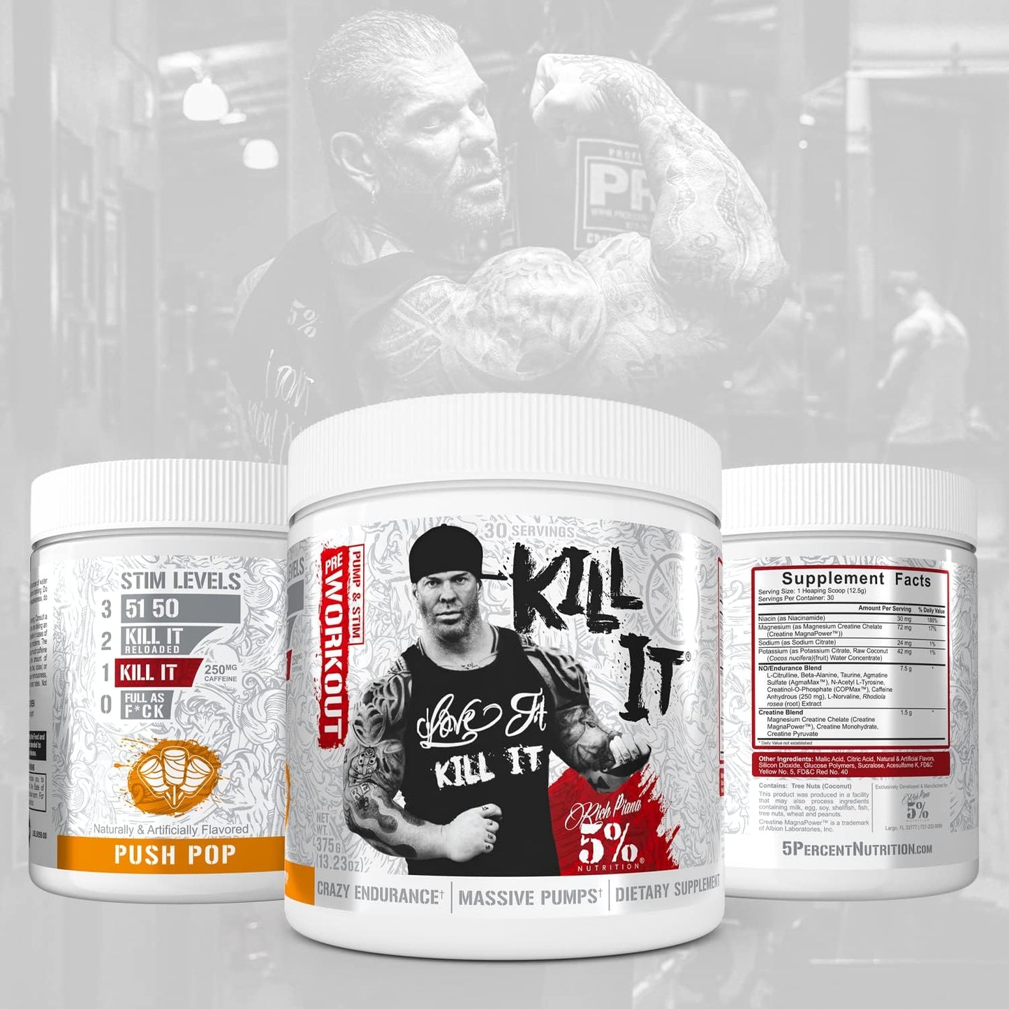 5% Nutrition Kill It Pre Workout w/Creatine, Caffeine, NO Boost (13.23oz, 30srv)