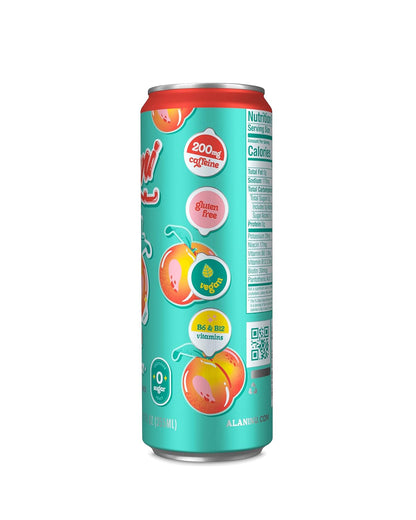 Alani Nu Juicy Peach Energy Drink, 200mg Caffeine, Zero Sugar (12 Pack)