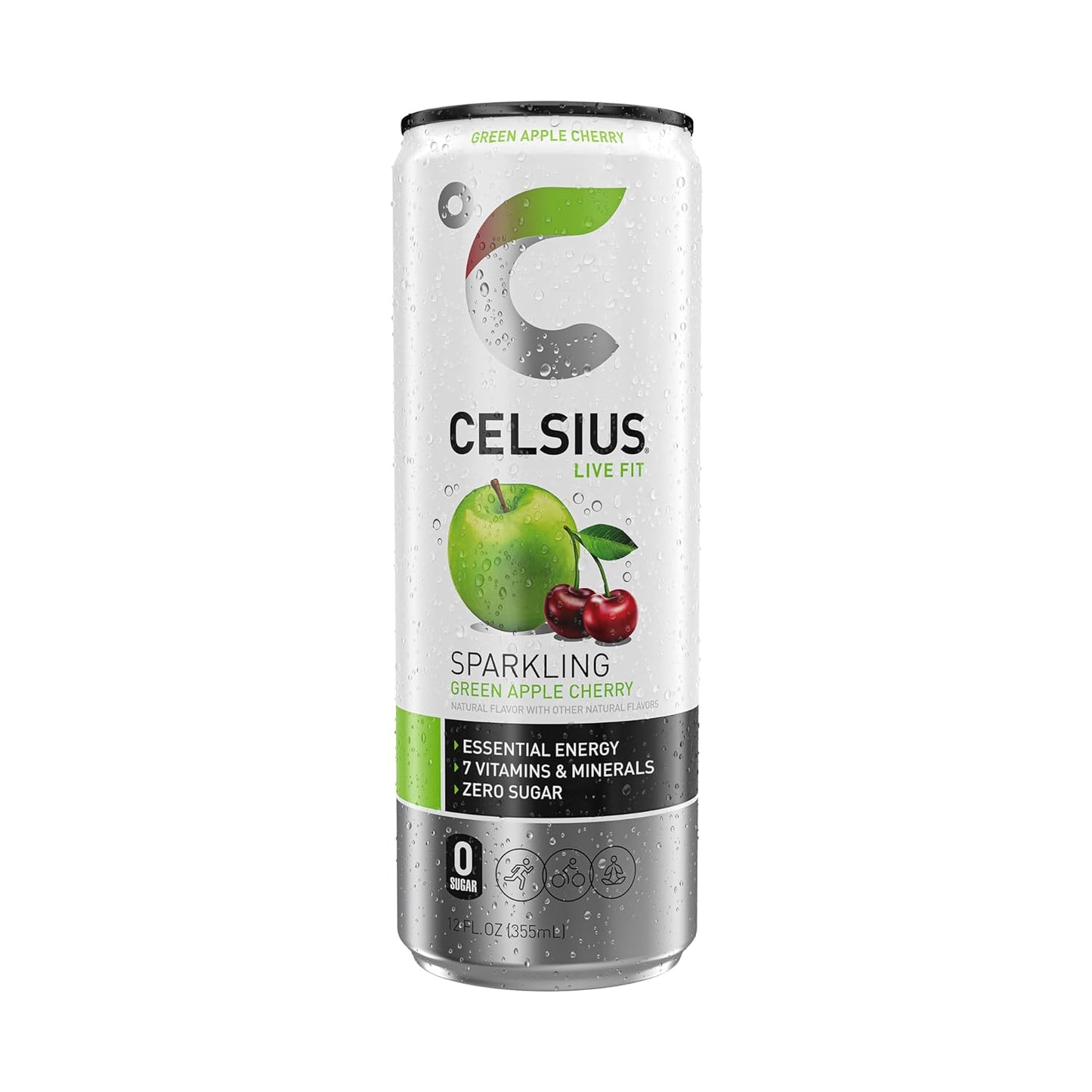 CELSIUS Sparkling Green Apple Cherry Energy Drink (12 Fl Oz, Pack of 12)