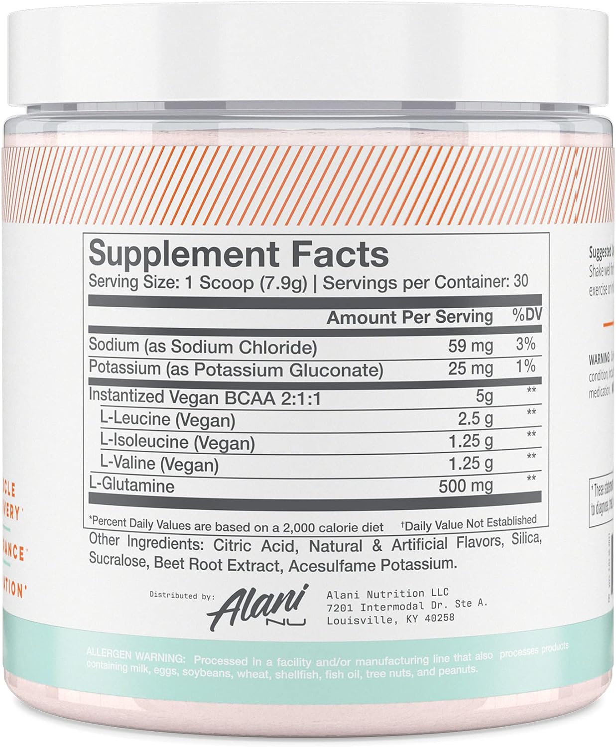 Alani Nu BCAA Sour Gummies, 2:1:1 Amino Acids for Muscle Recovery (30 Servings)